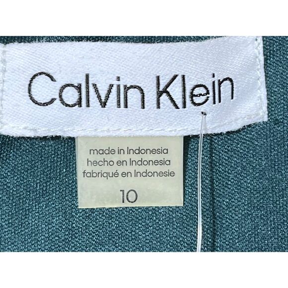 NWT Calvin Klein Forest Green Boho Cottagecore Dress Peasant 10 MSRP $129 - Picture 7 of 10